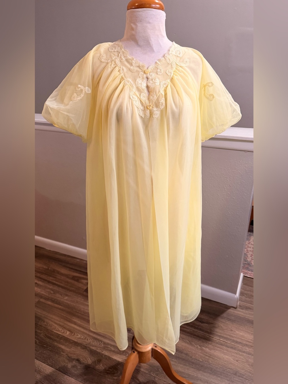 Vintage Kayser Sheer Nylon Peignoir Robe Coquette Balletcore Boudoir